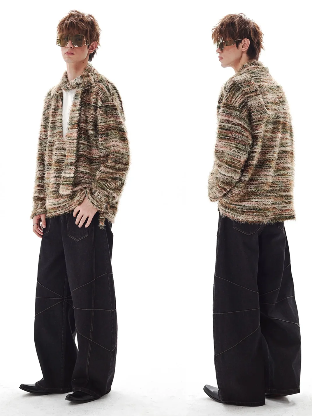 PasET | Gradient Striped Faux-Layered Knit Cardigan