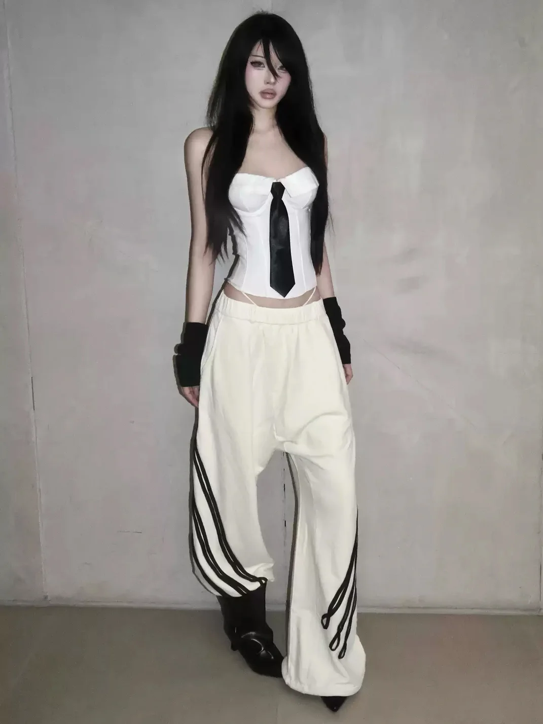 WHISTLEHUNTER | Distressed Curved-Leg Tape-Trim Sweatpants