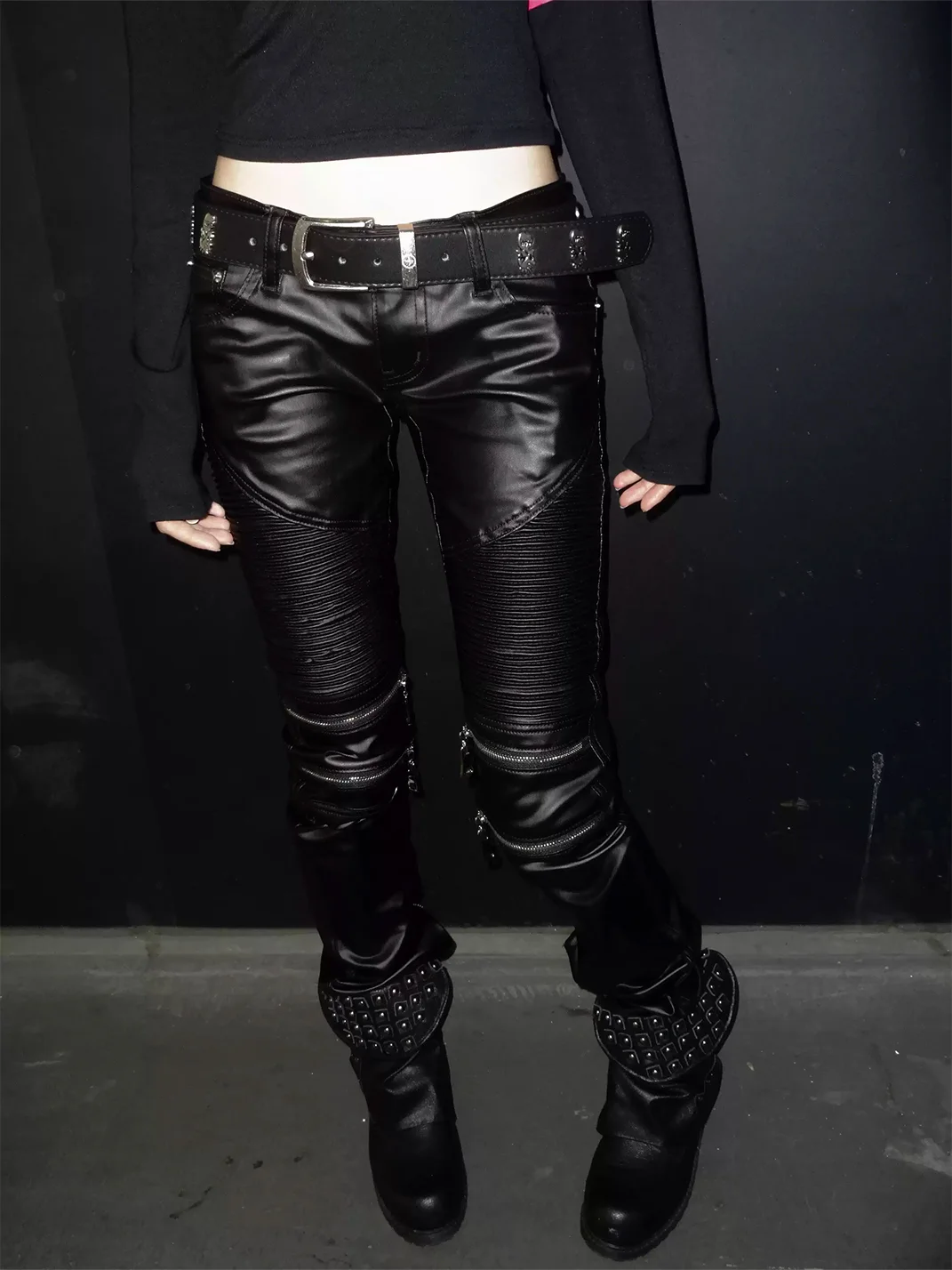 4AMSTUDIO | Black Coated Low-Rise Skinny Jeans