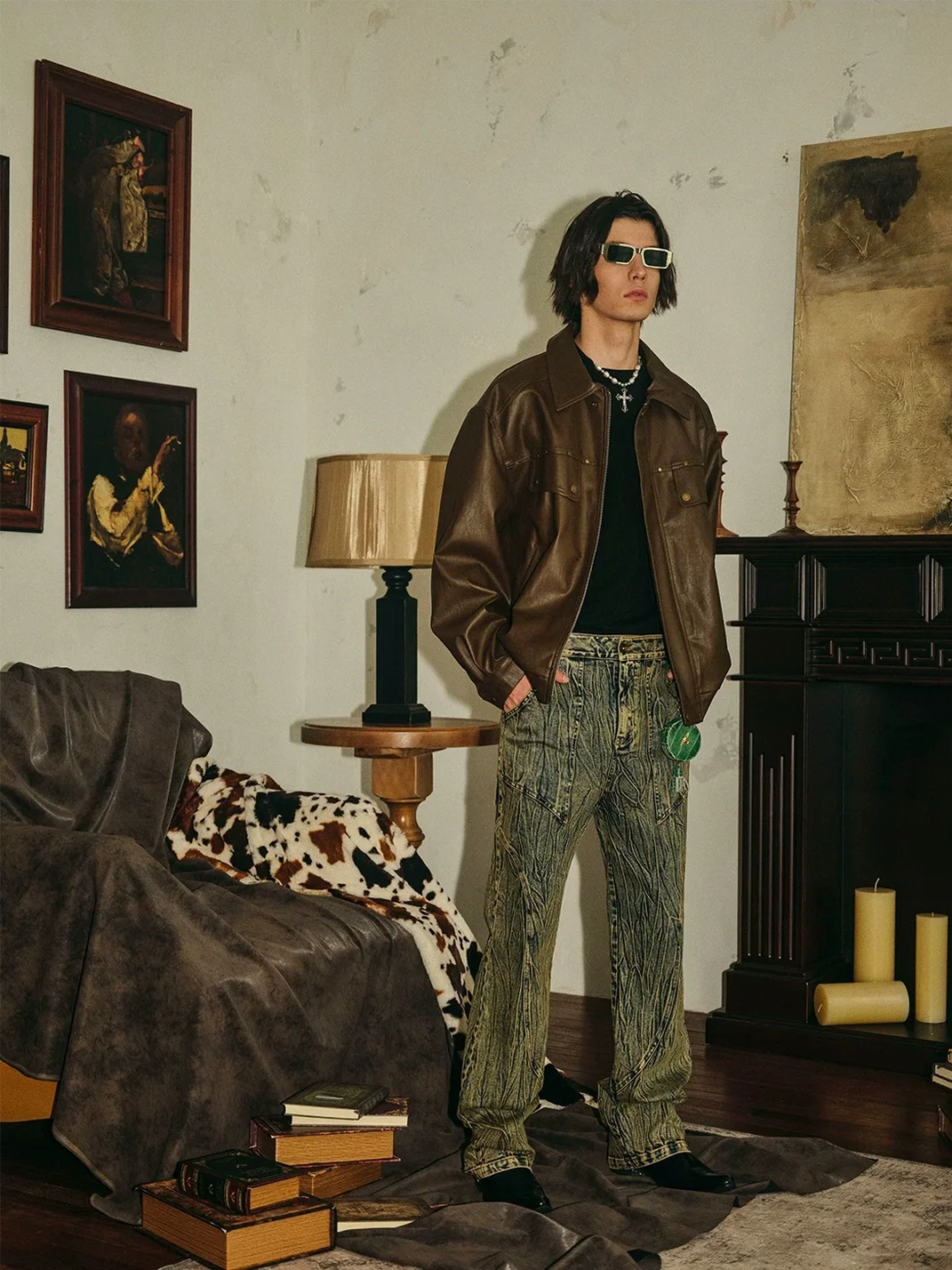 PasET | Loose-Fit Studded Leather-Look Jacket