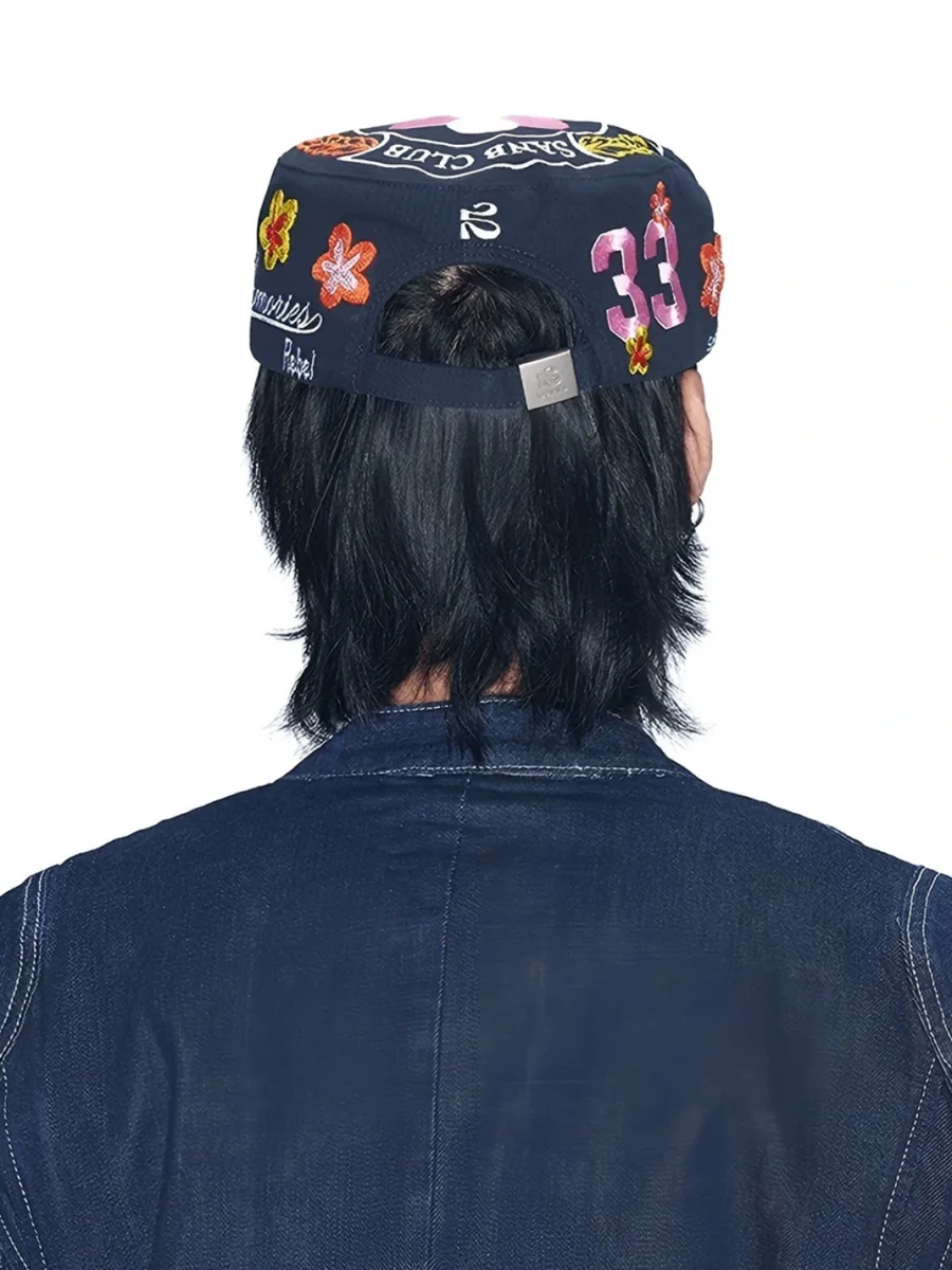 SANB | Floral Embroidered Flat Brim Pillbox Hat - 3