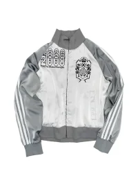 4AMSTUDIO | Silver Skull Satin Fitted Stand Collar Jacket