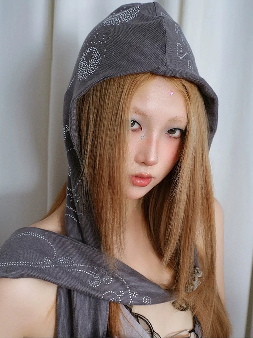 SANB | Rhinestone Hooded Scarf Hat