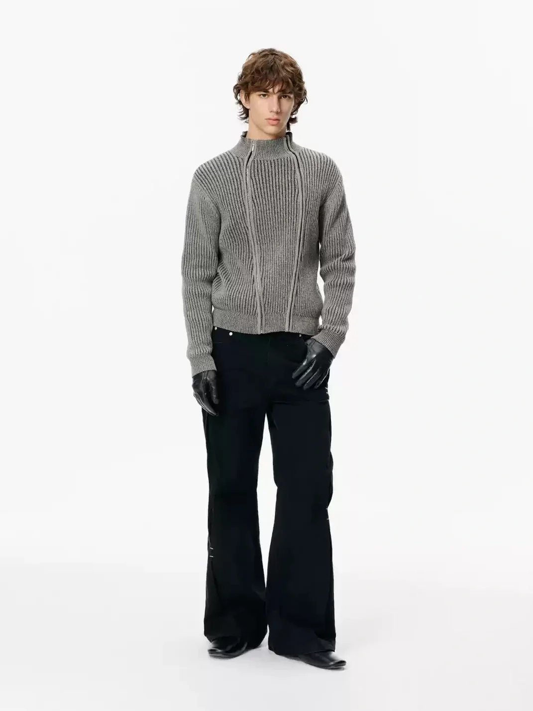 KREATE | Washed Black Pleated A-Line Flared Jeans