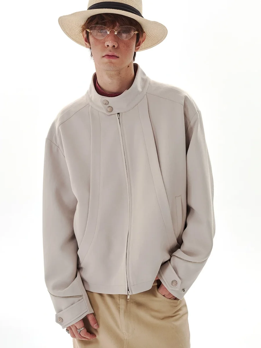 PasET | Men's Relaxed Cropped Stand-Collar Harrington Jacket - 2