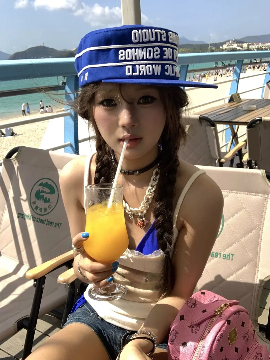 SANB | Blue Embroidered Flat Brim Cap