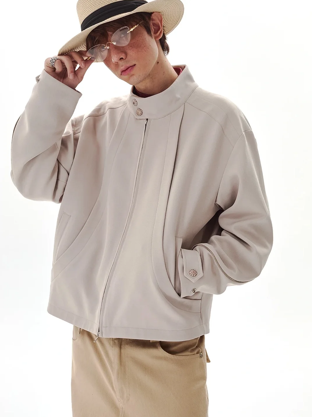 PasET | Men's Relaxed Cropped Stand-Collar Harrington Jacket