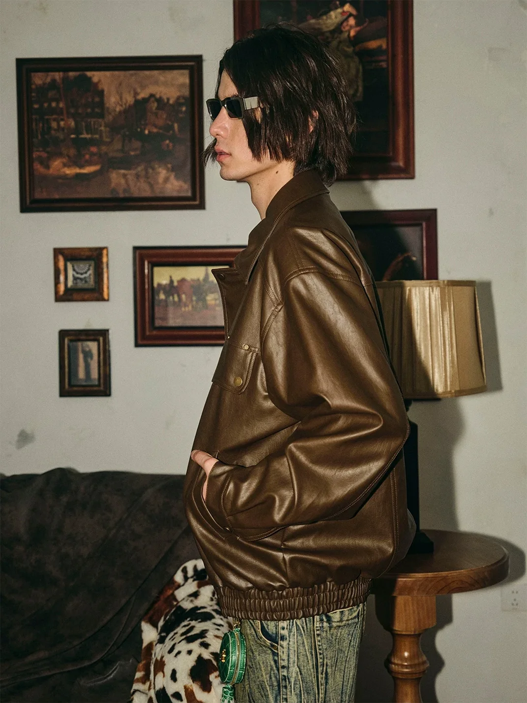 PasET | Loose-Fit Studded Leather-Look Jacket