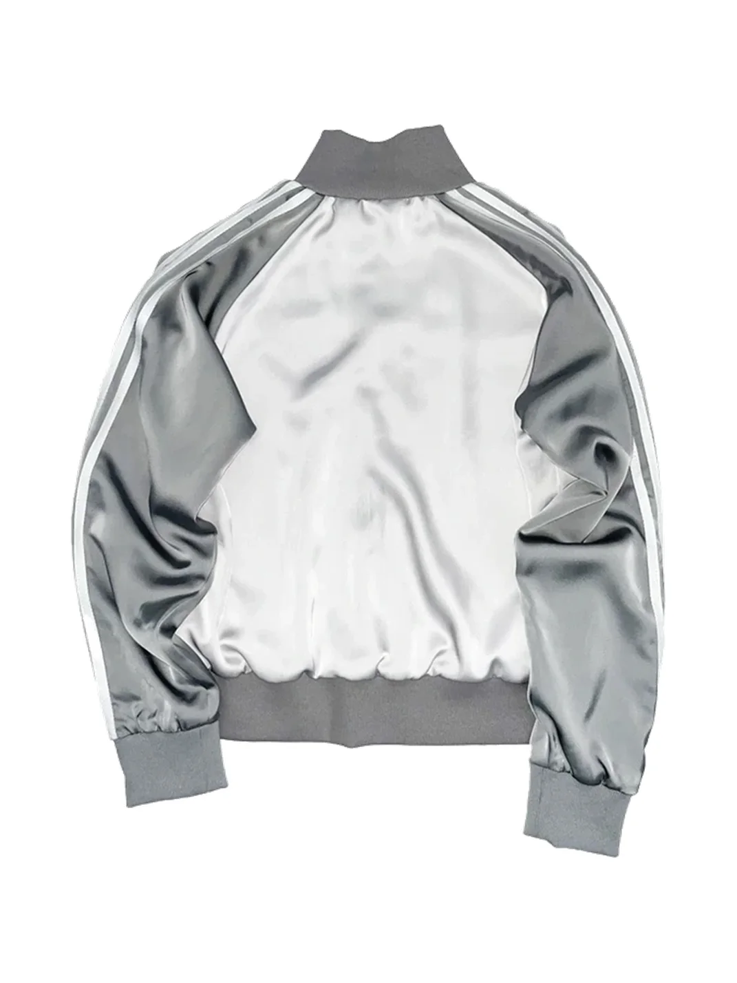4AMSTUDIO | Silver Skull Satin Fitted Stand Collar Jacket