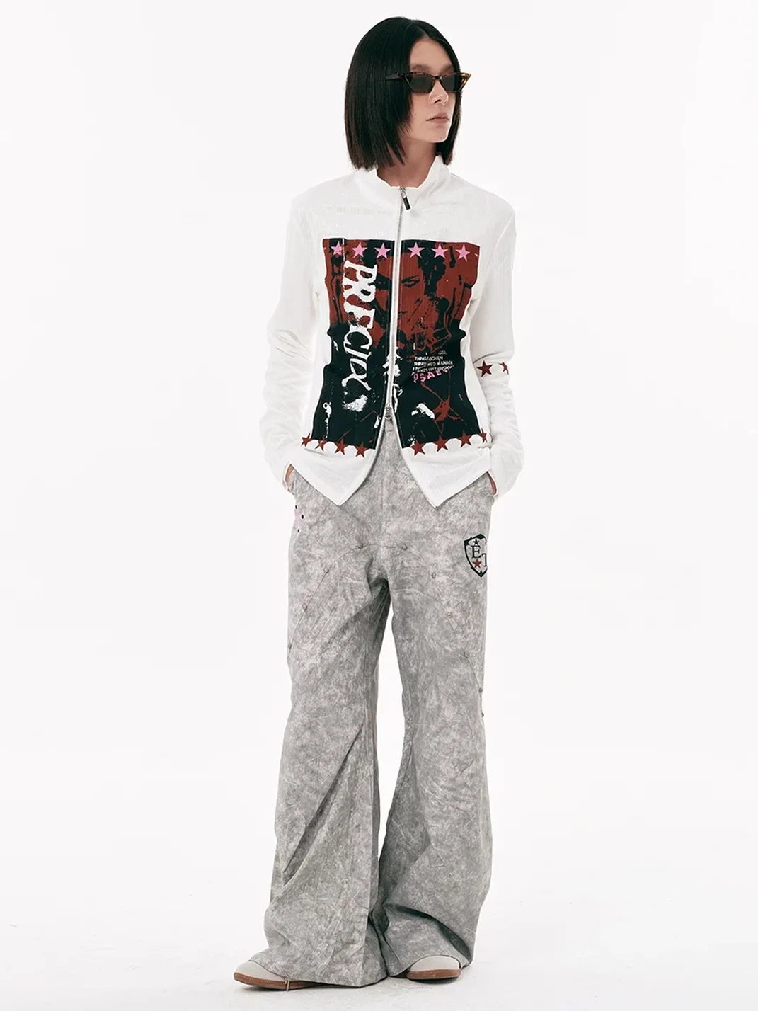 PasET | Slim Fit Portrait Print Zip-Up Jacket