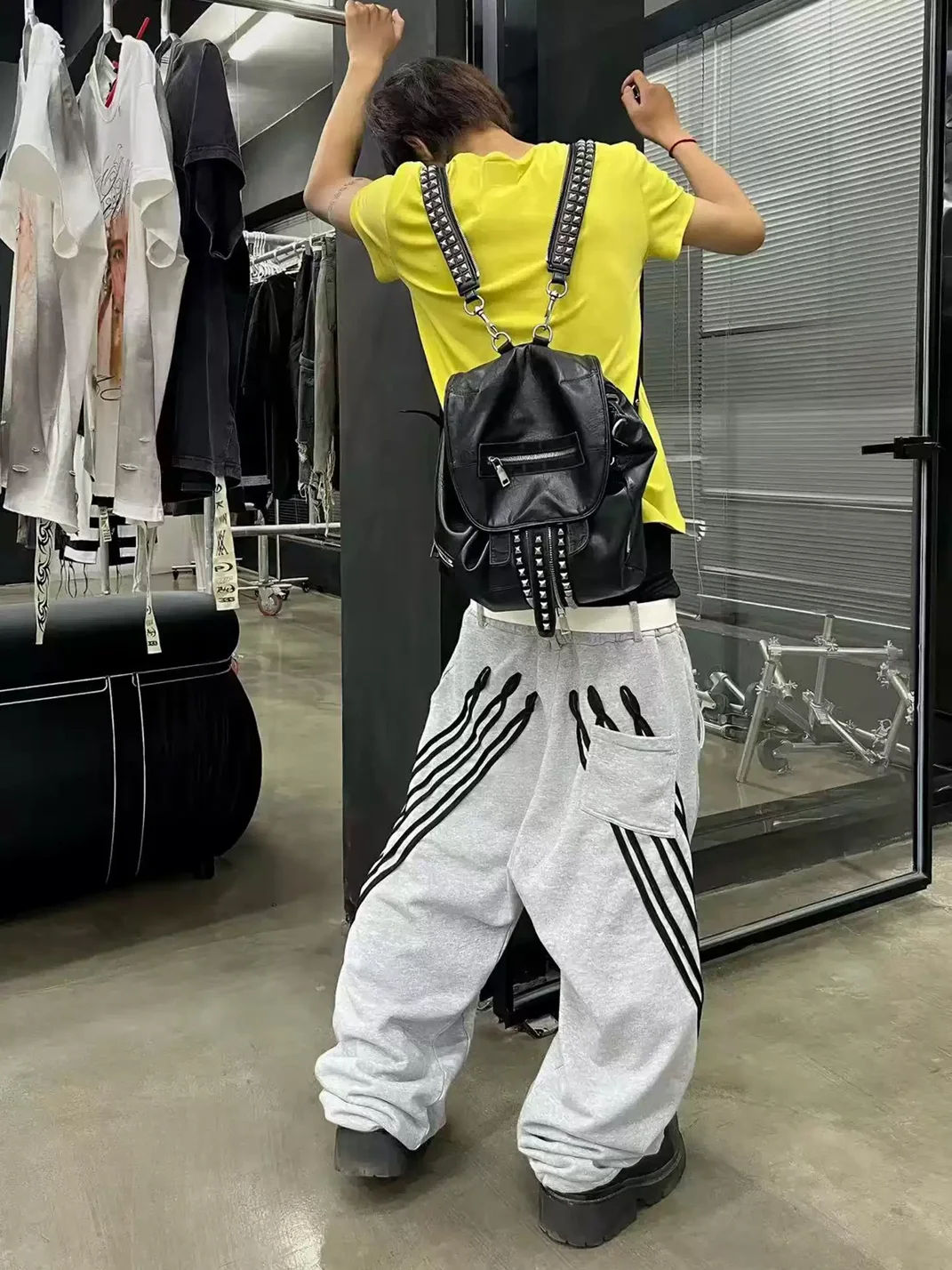 WHISTLEHUNTER | Distressed Curved-Leg Tape-Trim Sweatpants
