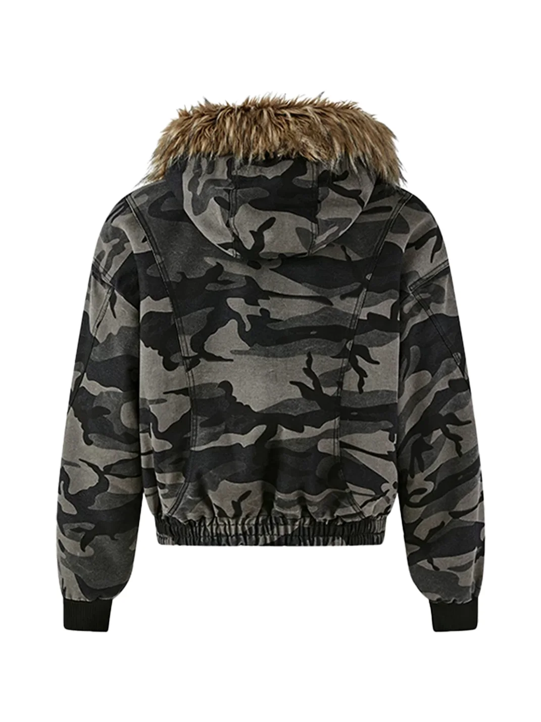 PasET | Loose Cropped Camouflage Hooded Jacket
