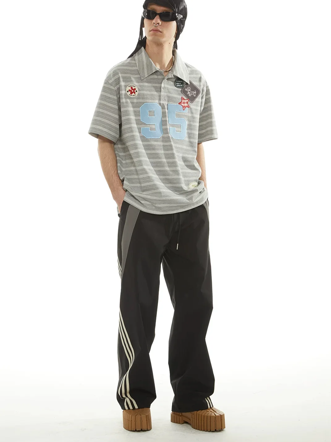 PasET | Loose Straight-Leg Striped Quick-Dry Pants