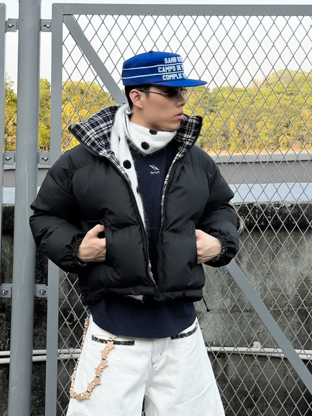 SANB | Blue Embroidered Flat Brim Cap