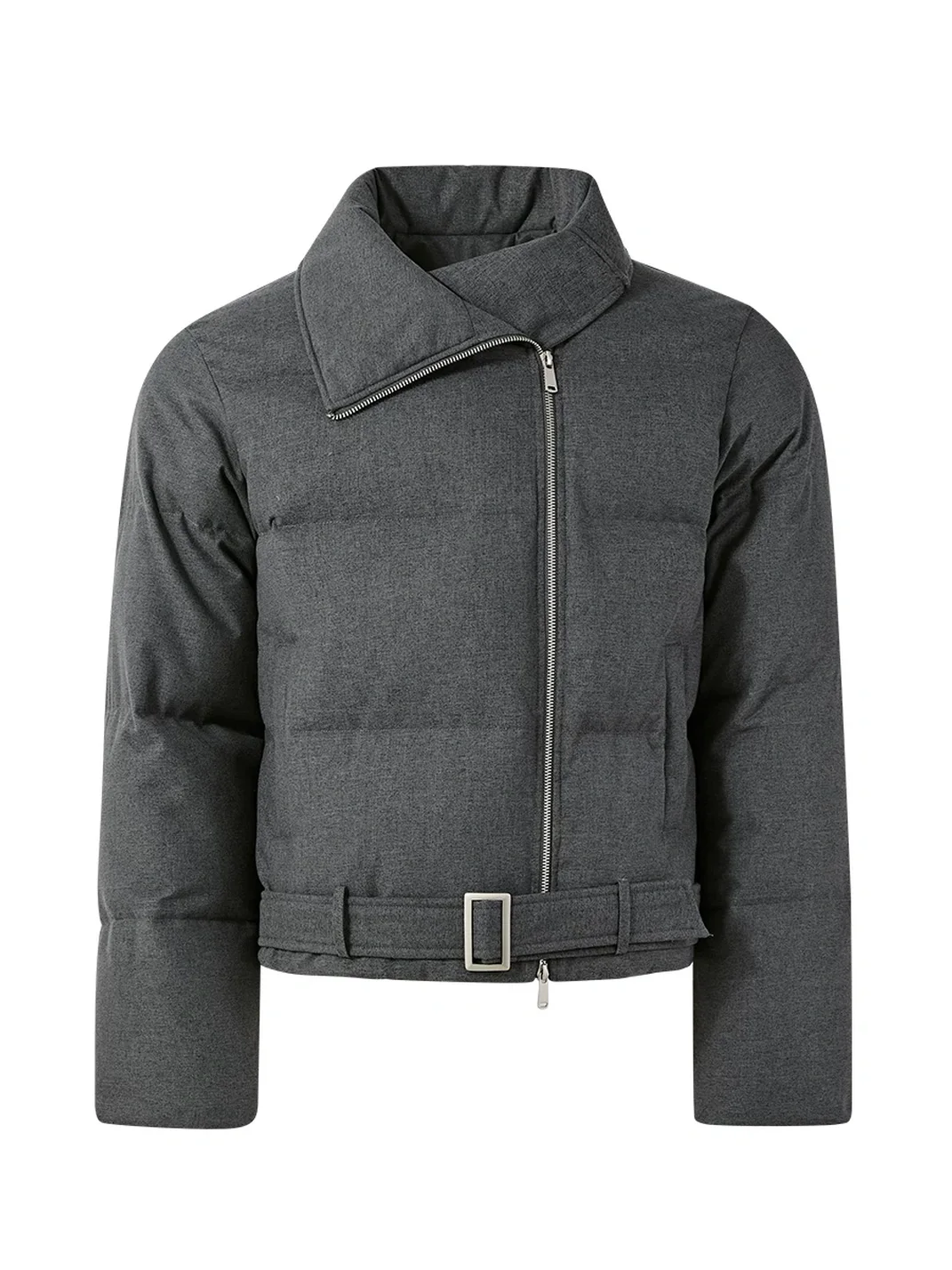 KREATE | Asymmetric Zip Stand Collar Down Jacket