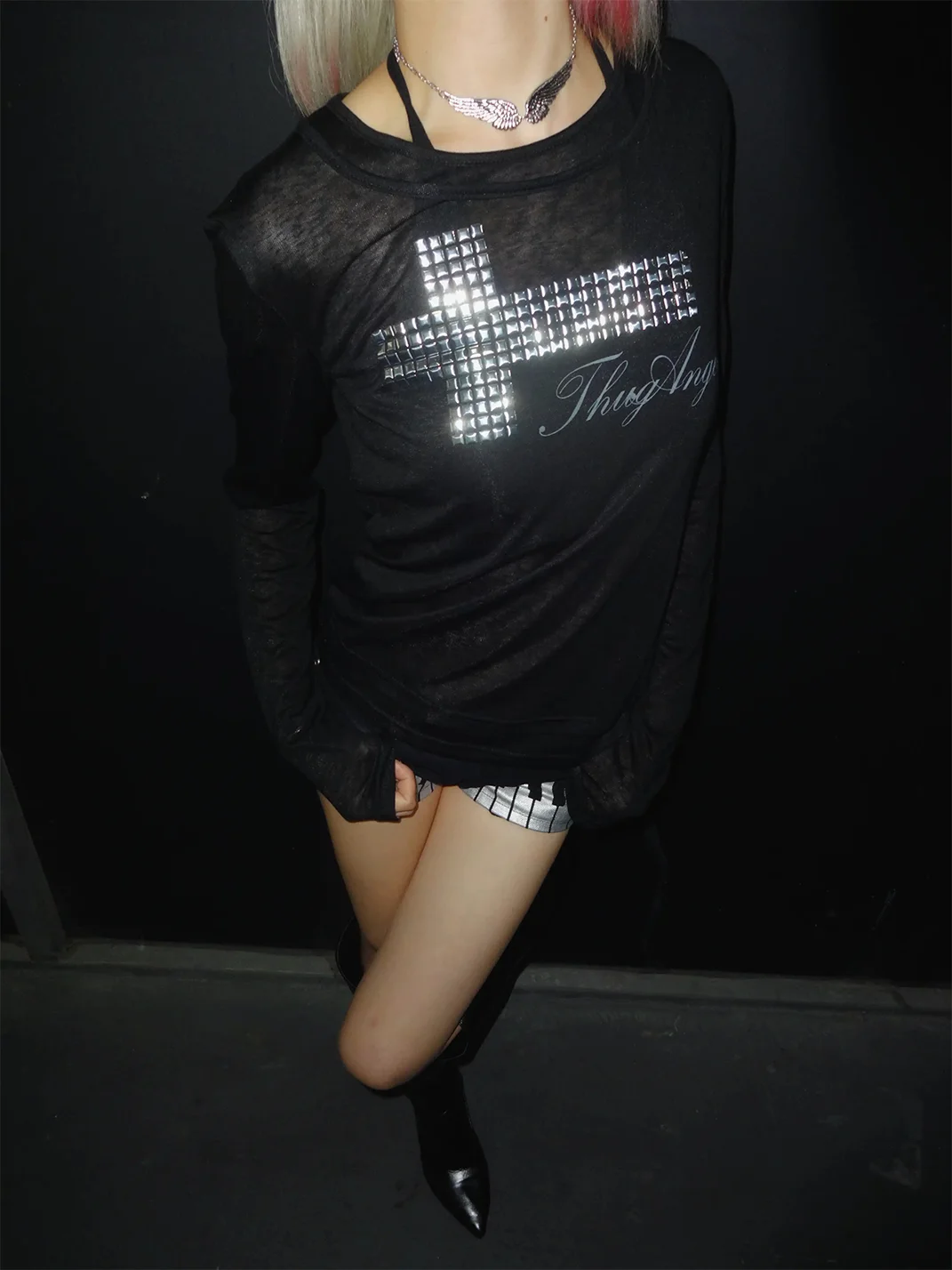 4AMSTUDIO | Cross Angel Layered White Long Sleeve T-Shirt