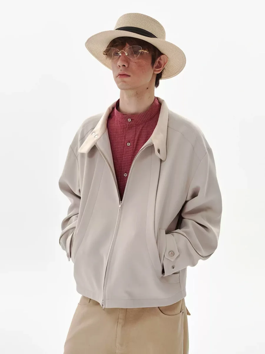 PasET | Men's Relaxed Cropped Stand-Collar Harrington Jacket - 4