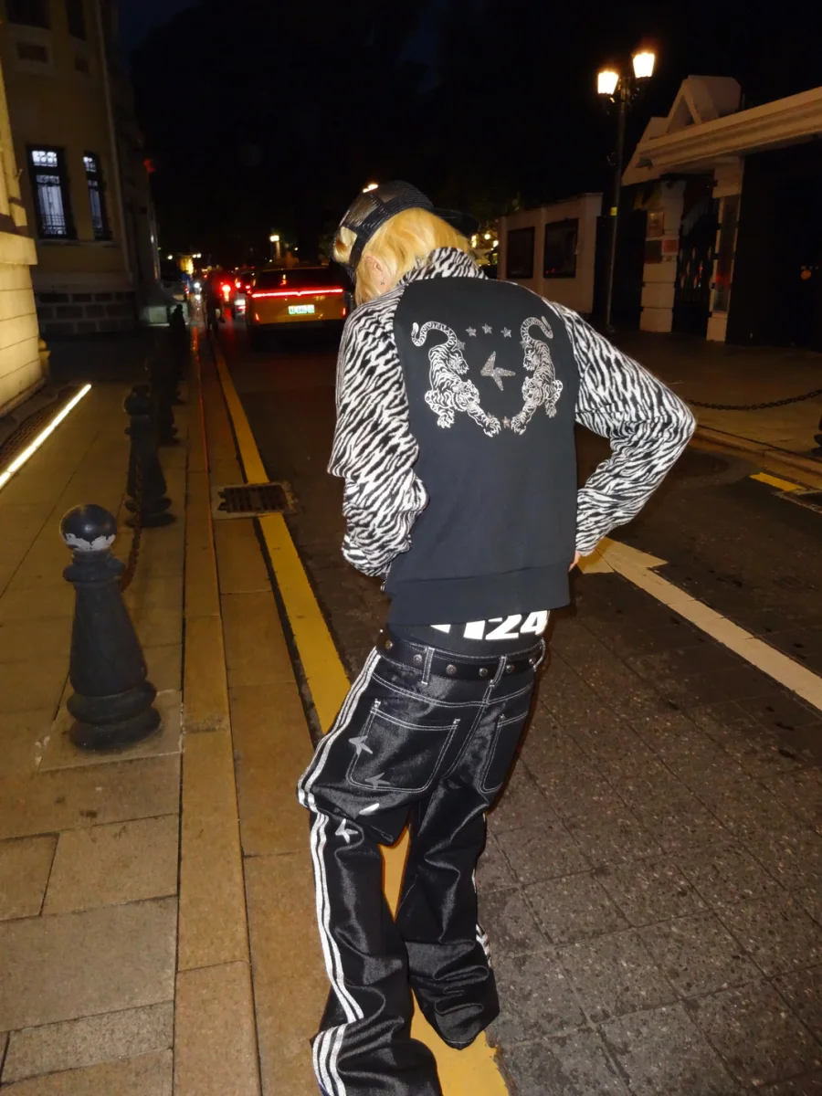4AMSTUDIO | Cropped Stand-Collar Zebra Pattern Jacket - 4