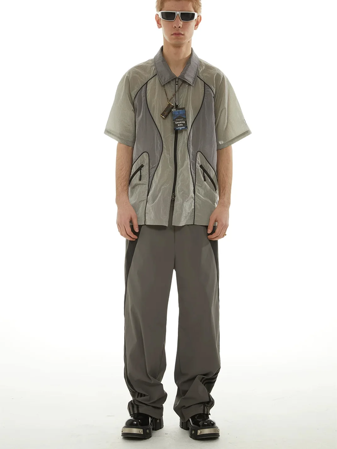 PasET | Loose Straight-Leg Striped Quick-Dry Pants