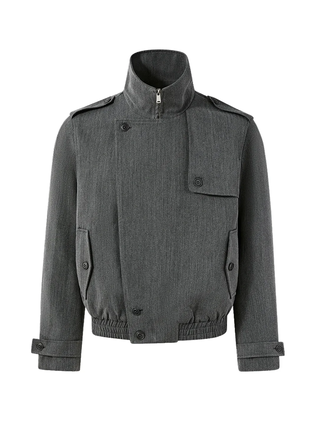 KREATE | Cropped Herringbone Jacket With Layered Placket