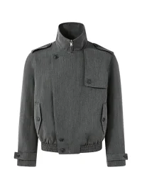KREATE | Cropped Herringbone Jacket With Layered Placket