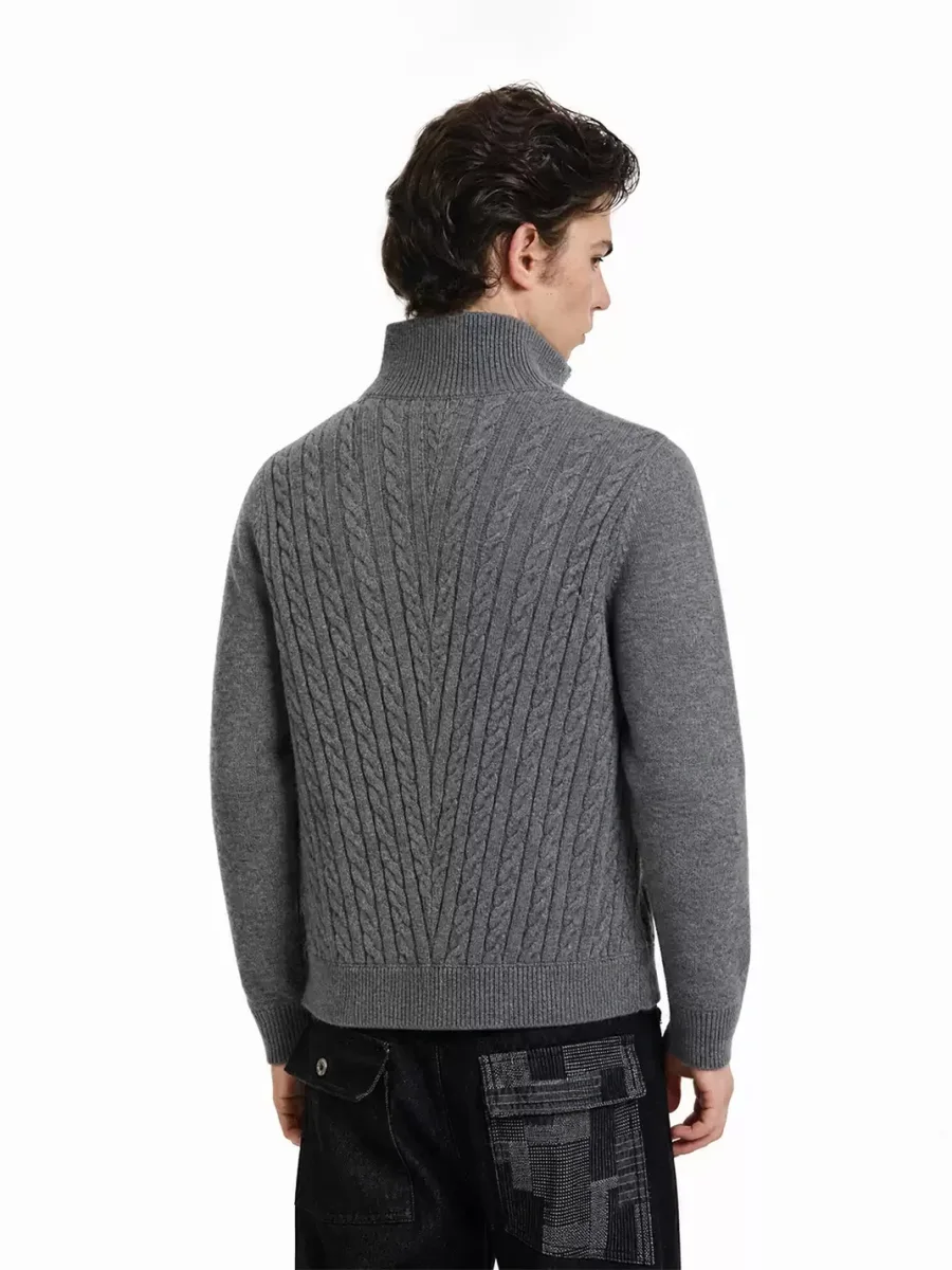 KREATE | Cable Knit High Neck Zip Cardigan - 4