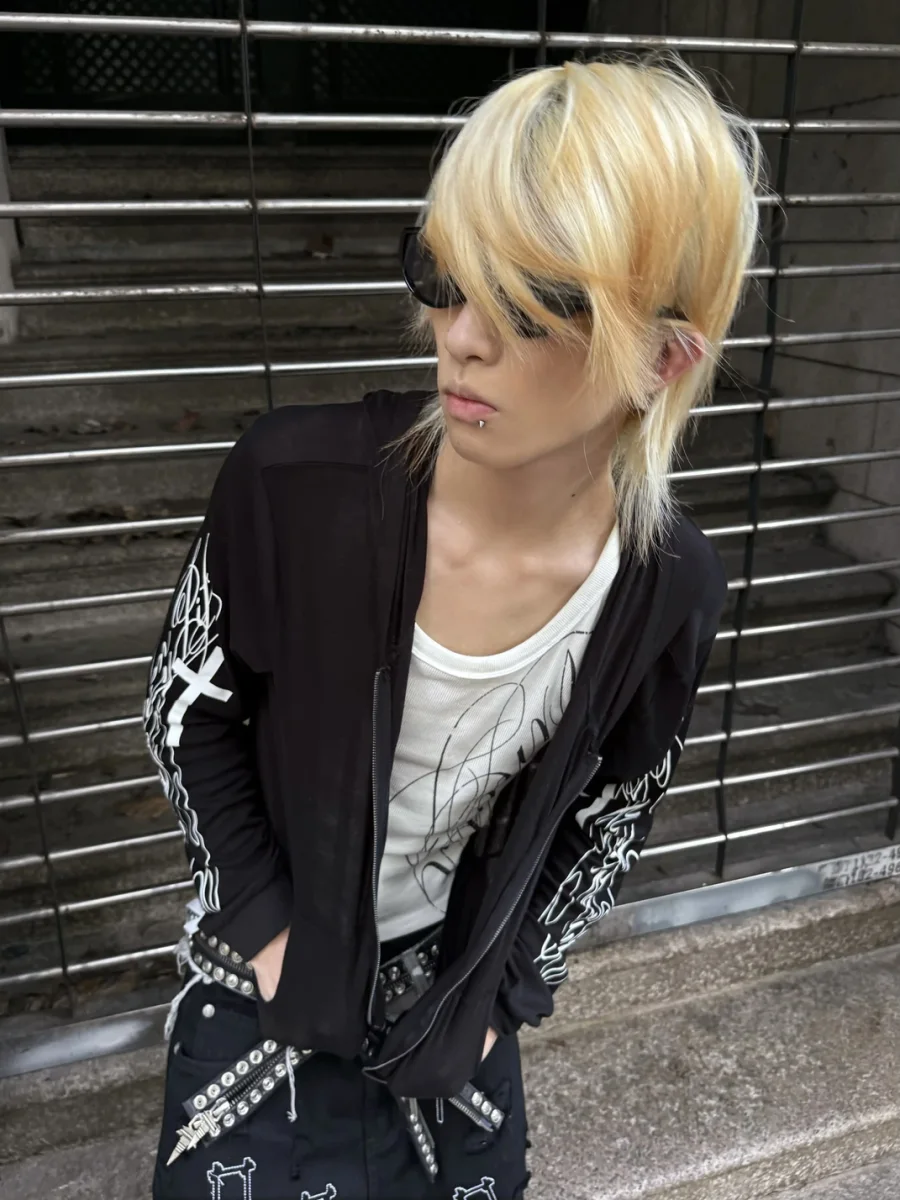 4AMSTUDIO | Long Sleeve Printed Zip-Up Hoodie - 4