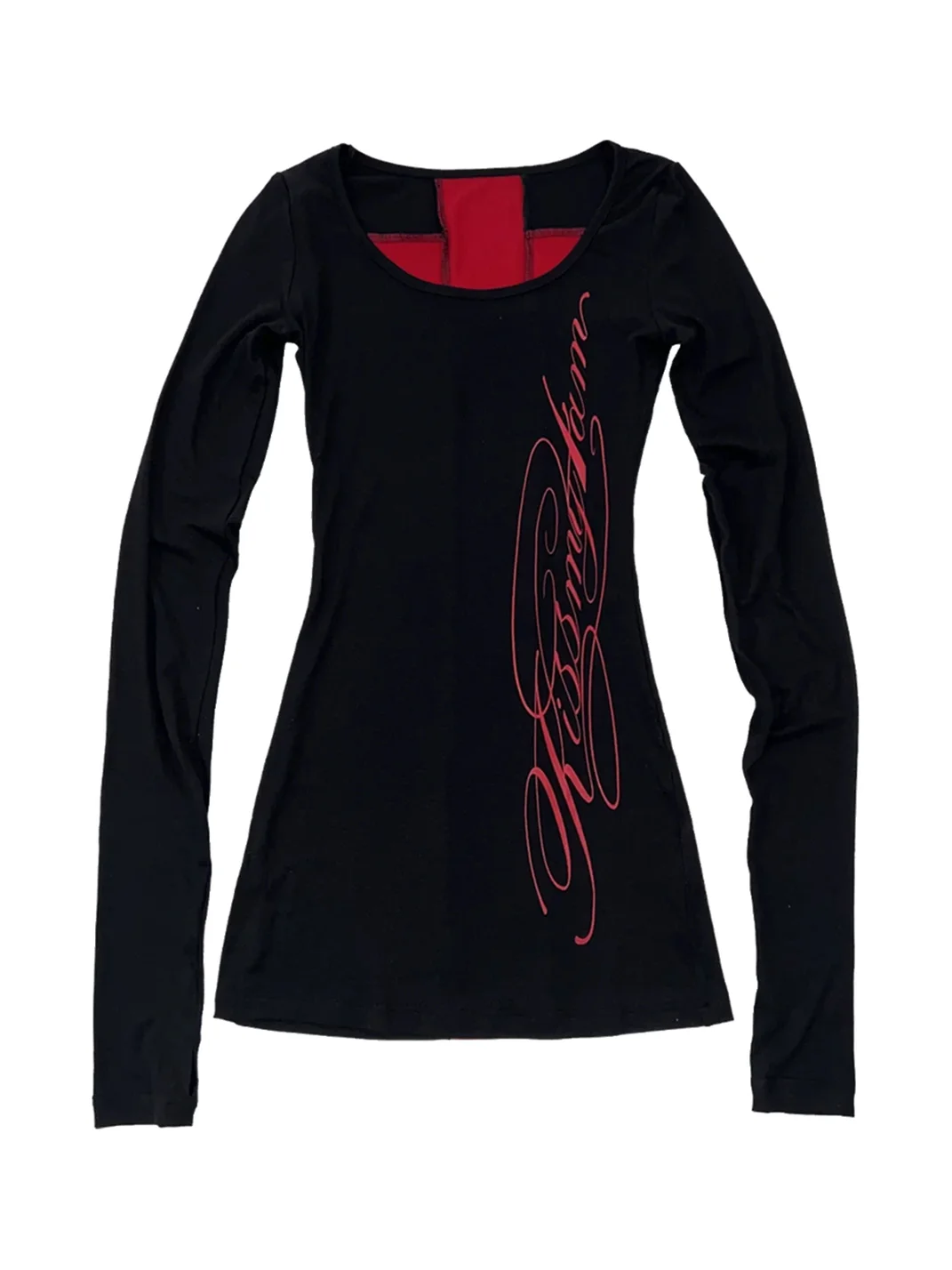 4AMSTUDIO | Black Red Cross Bodycon Mini Dress