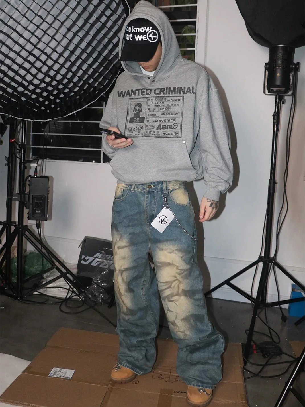 4AMSTUDIO | Washed Distressed Baggy Jeans