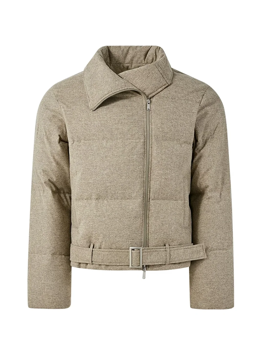 KREATE | Asymmetric Zip Stand Collar Down Jacket