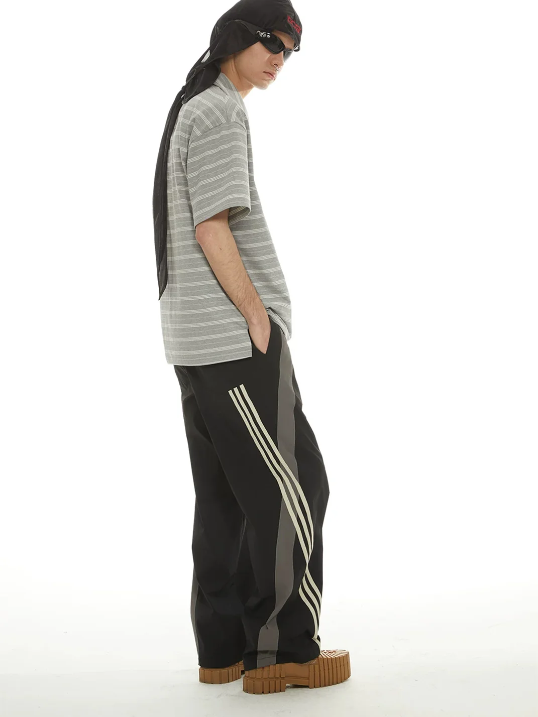 PasET | Loose Straight-Leg Striped Quick-Dry Pants