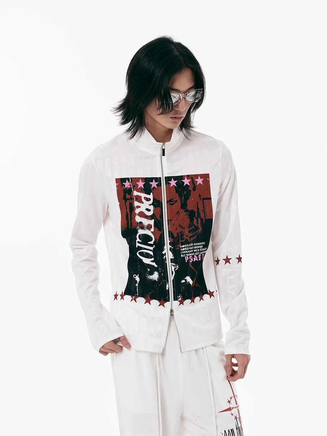 PasET | Slim Fit Portrait Print Zip-Up Jacket