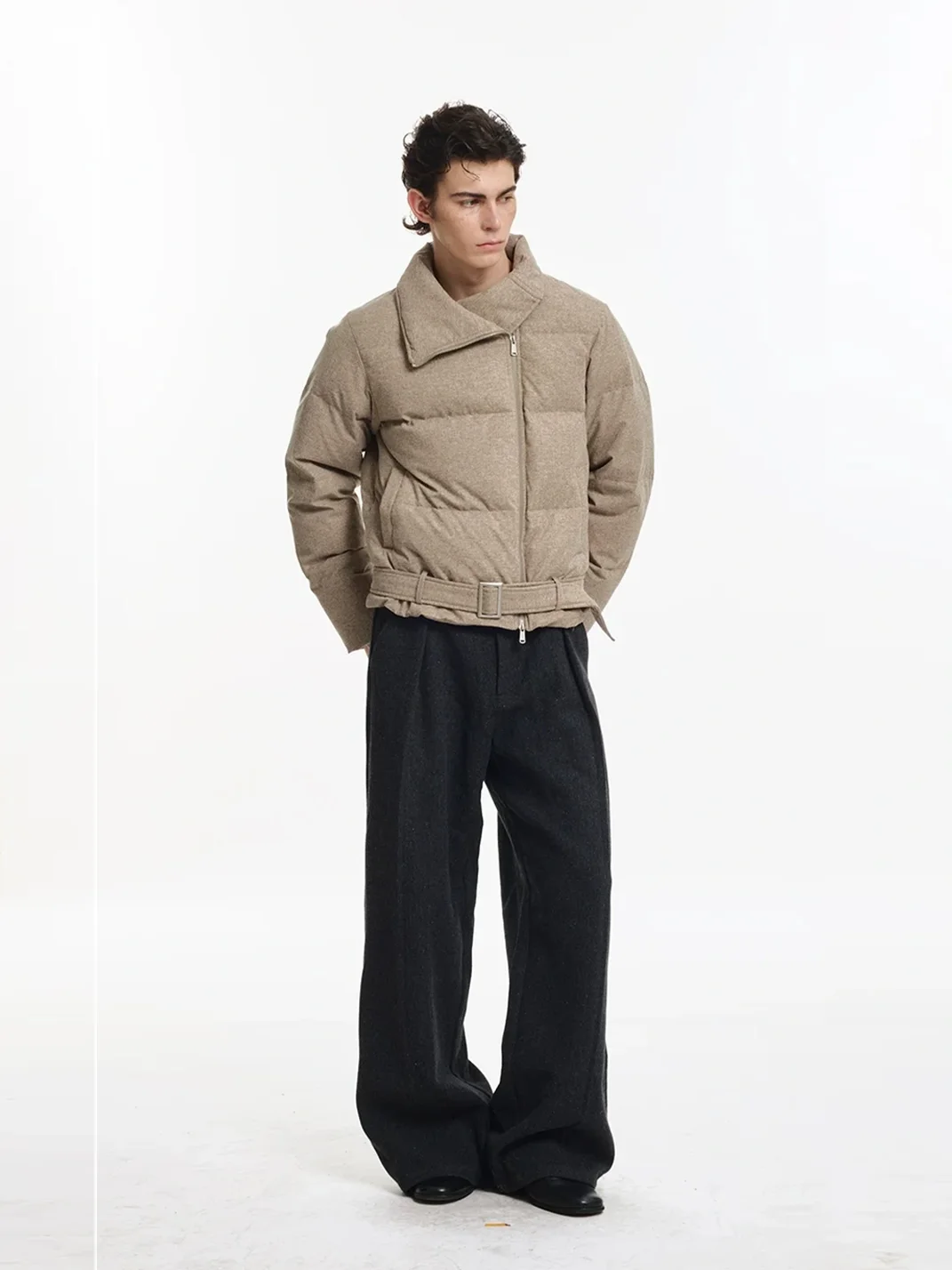 KREATE | Asymmetric Zip Stand Collar Down Jacket