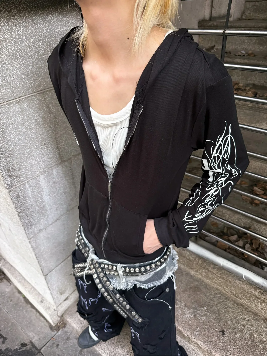 4AMSTUDIO | Long Sleeve Printed Zip-Up Hoodie