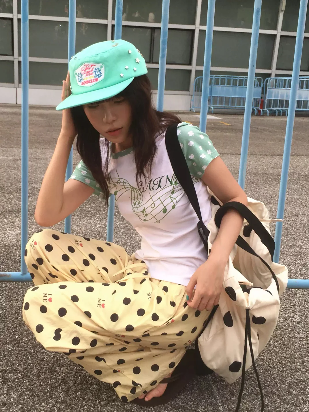 SANB | Star Stud Cat Patch Flat Brim Cap