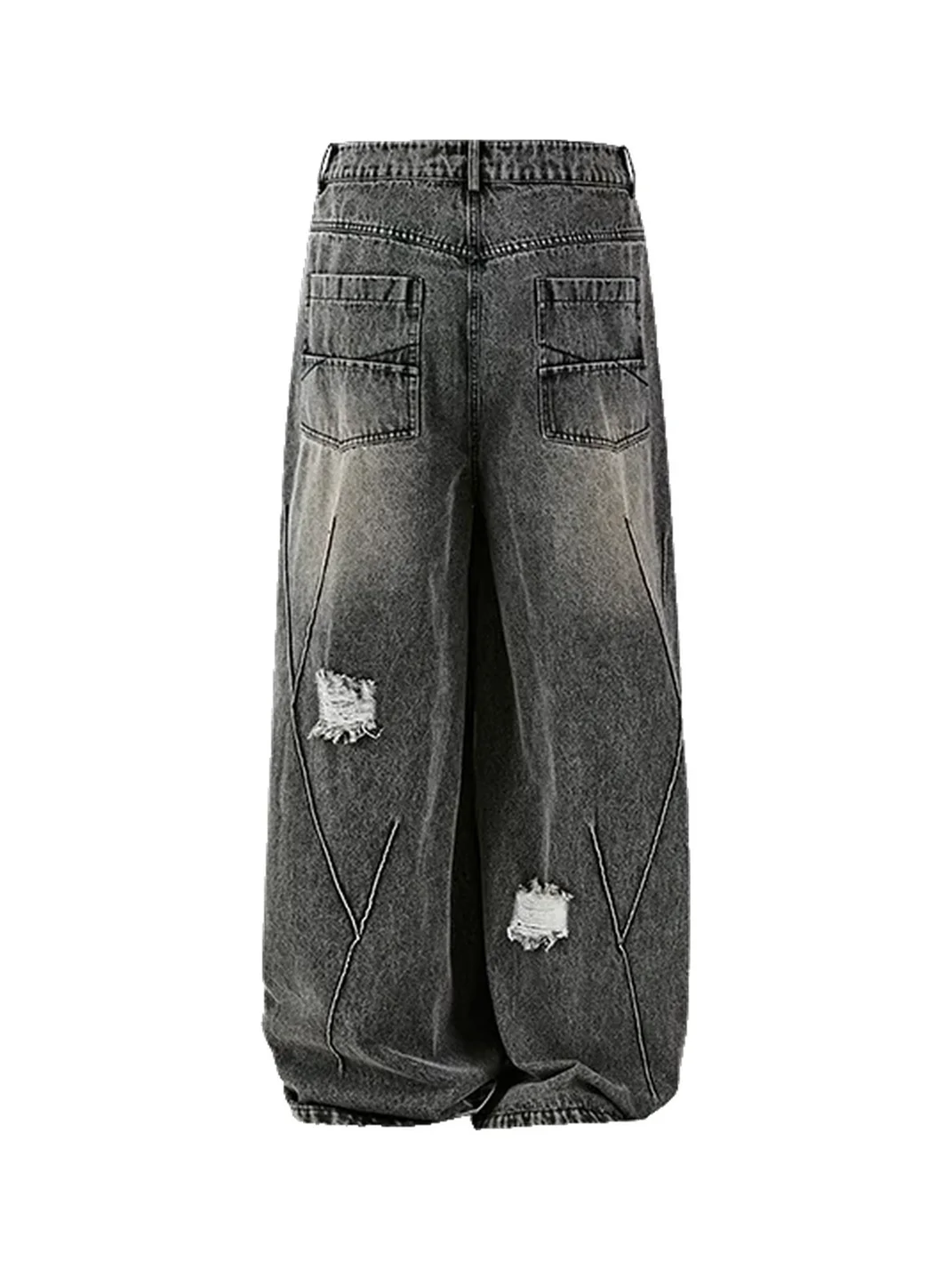 PasET | Loose Wide-Leg Ripped Washed Jeans