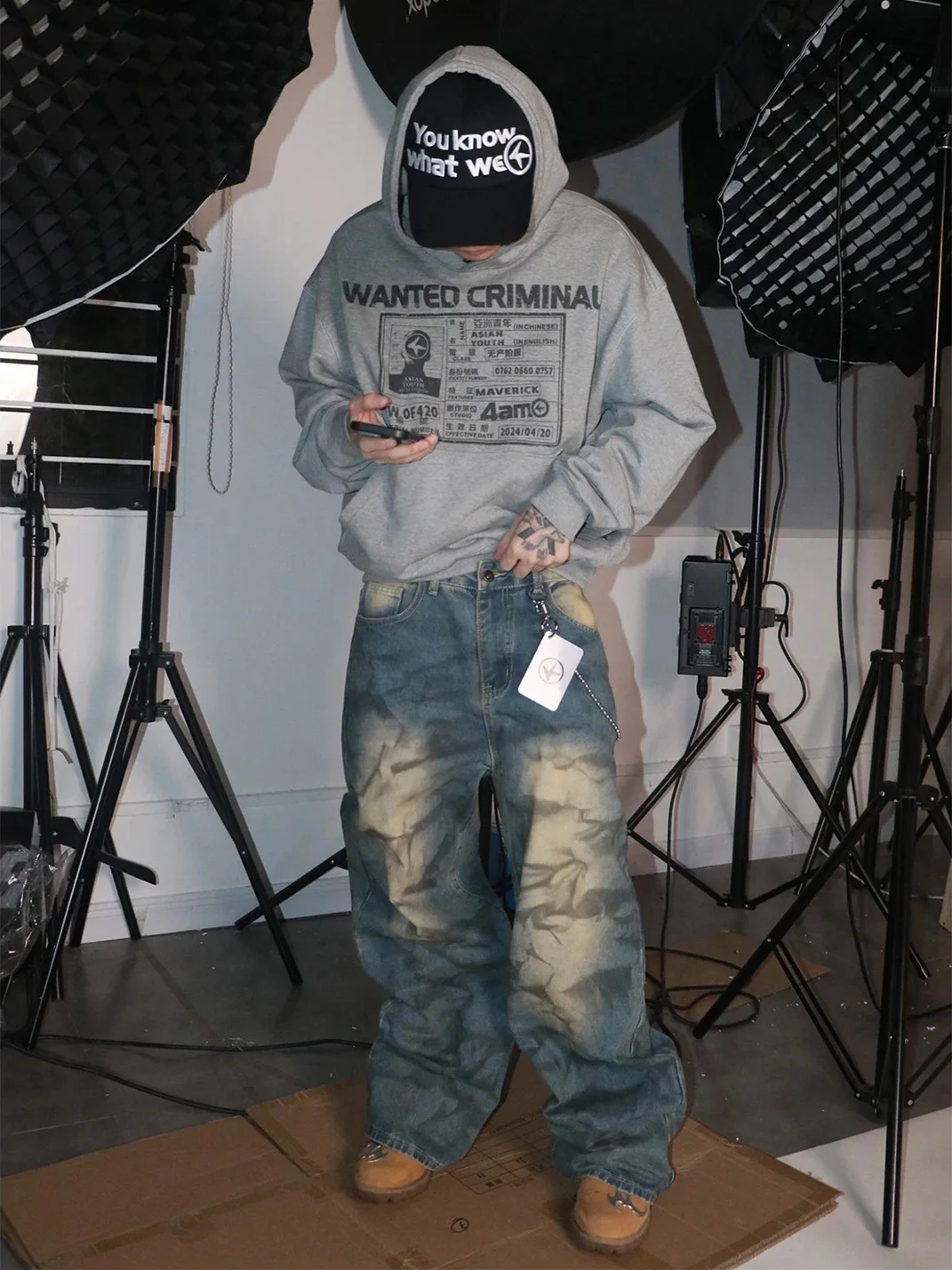 4AMSTUDIO | Washed Distressed Baggy Jeans