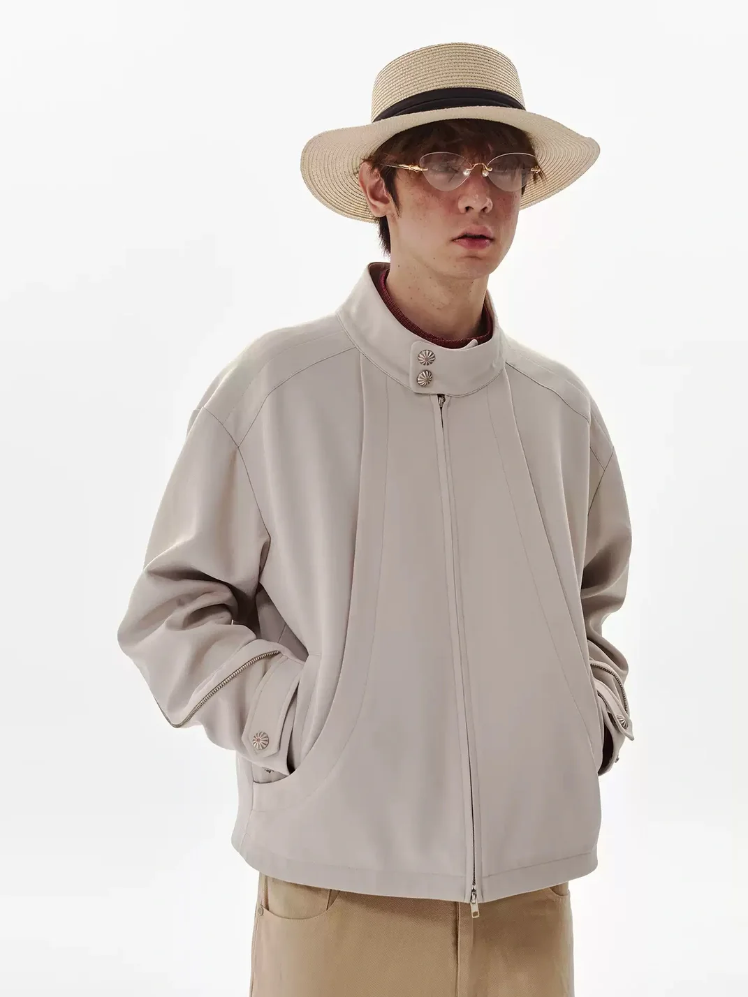 PasET | Men's Relaxed Cropped Stand-Collar Harrington Jacket