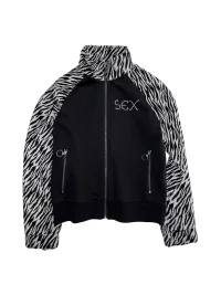 4AMSTUDIO | Cropped Stand-Collar Zebra Pattern Jacket