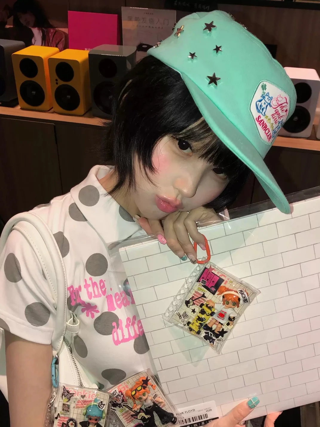 SANB | Star Stud Cat Patch Flat Brim Cap