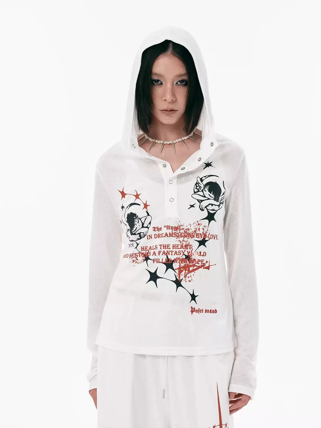 PasET | Hooded Slim Fit Printed Long Sleeve T-Shirt