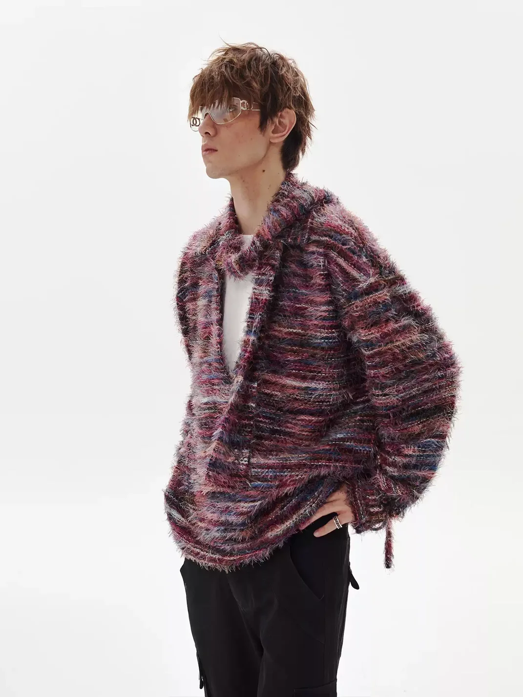 PasET | Gradient Striped Faux-Layered Knit Cardigan