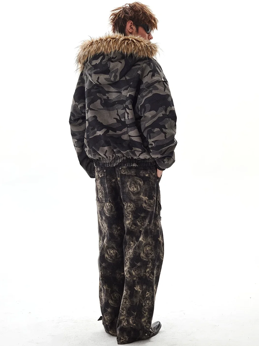 PasET | Loose Cropped Camouflage Hooded Jacket
