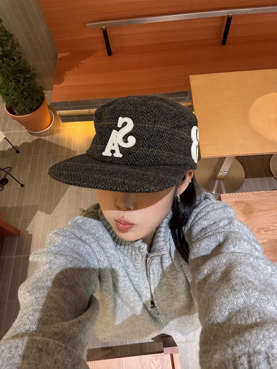 SANB | Retro Flat-Brim Herringbone Hat