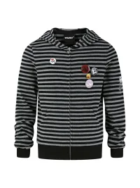 PasET | Striped Cross-Embroidered Zip-Up Hoodie