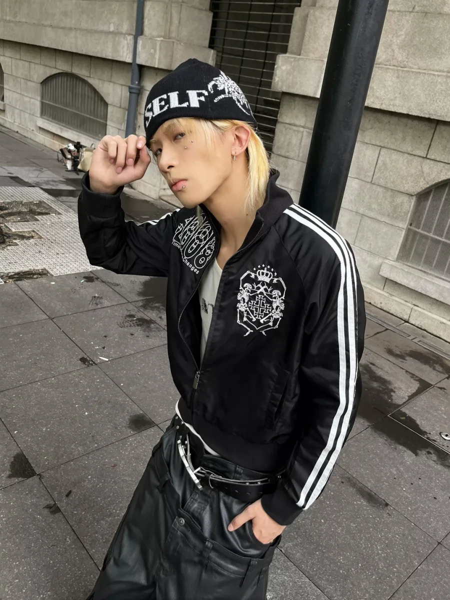 4AMSTUDIO | Black Skull Stand-Collar Zip Jacket - 2