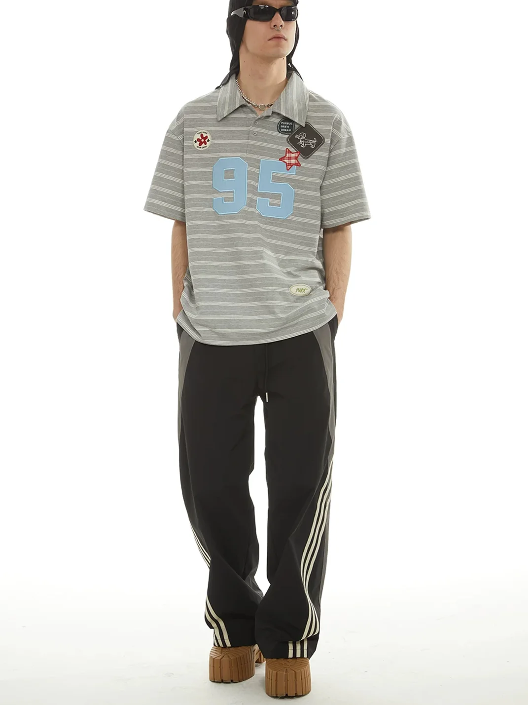 PasET | Loose Straight-Leg Striped Quick-Dry Pants
