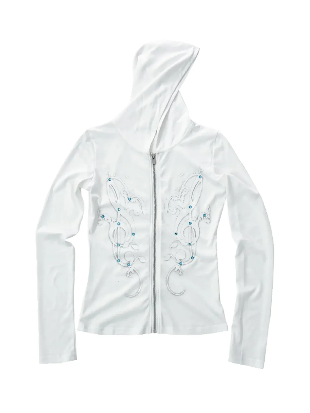 4AMSTUDIO | Slim-Fit White Hooded Zip Long-Sleeve Top