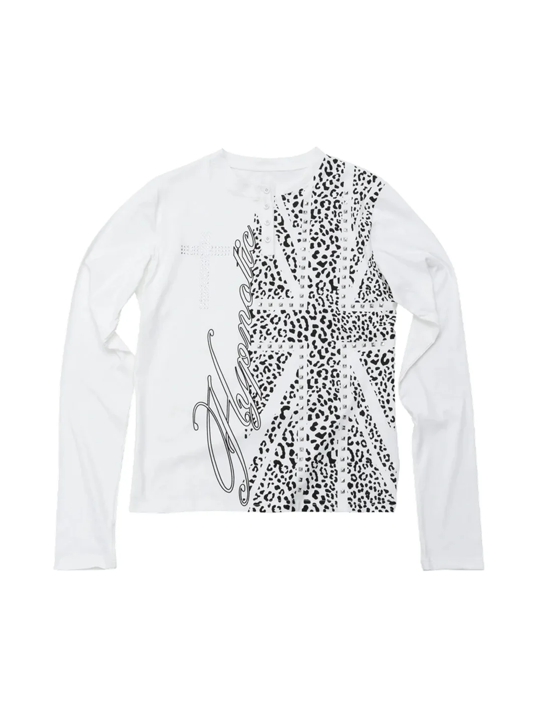 4AMSTUDIO | Leopard Cross Long Sleeve Fitted Top