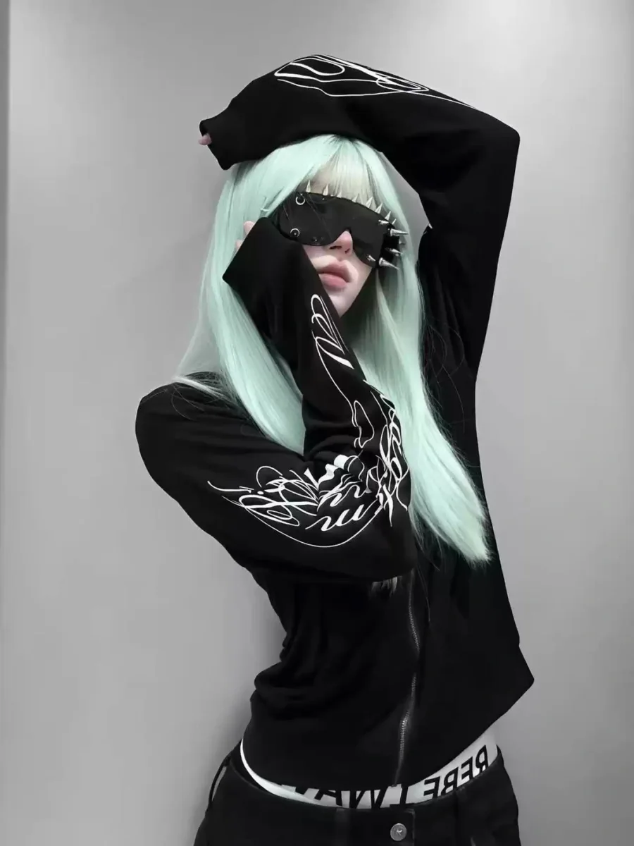 4AMSTUDIO | Long Sleeve Printed Zip-Up Hoodie - 2